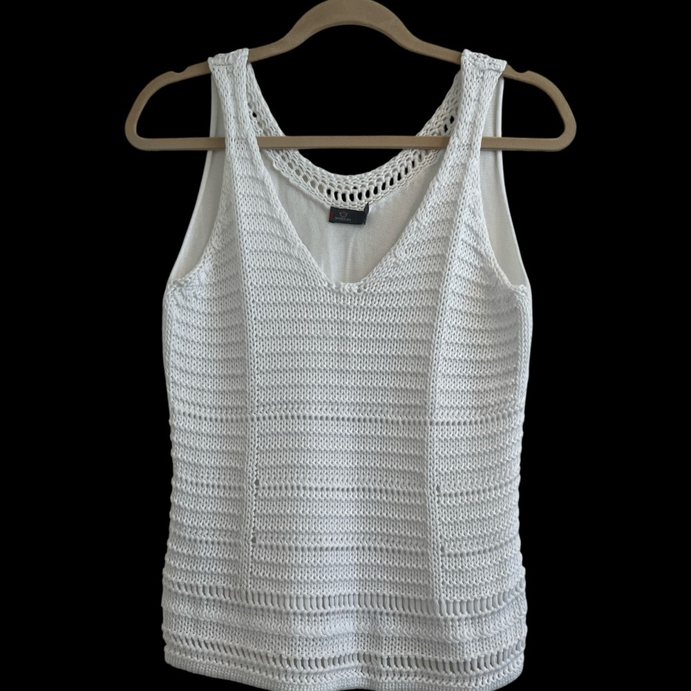 Dismero White Knit Tank Top NWOT Size M (made in Italy)